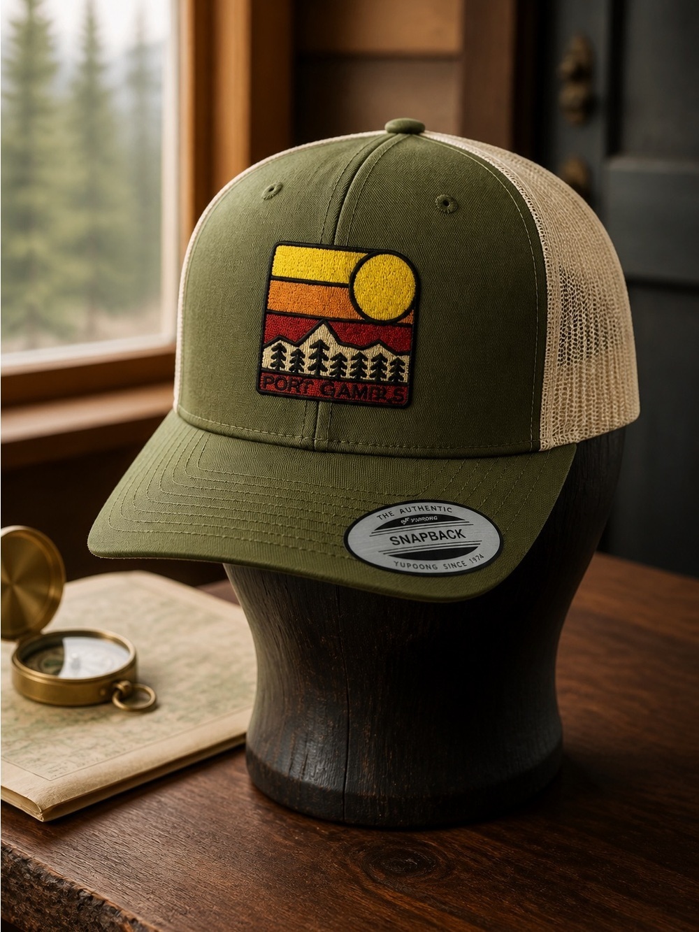 NWT Moss Green Trucker Hat Mesh Northwest Sunset Snapback Cap
